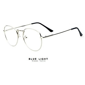 Kính Giả Cận, Gọng Kính Cận Nam Nữ Dáng Tròn Gọng Bạc Không Độ Hàn Quốc - BLUE LIGHT SHOP