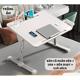 Bàn Học Thông Minh Gấp Gọn Đa Năng Có Khe Cắm tablet Và Ngăn Kéo - kèm Đèn quạt, cổng sạc USB