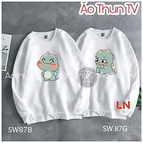 Áo hoodie nữ  Áo đôi nỉ khủng long vui buồn LN11