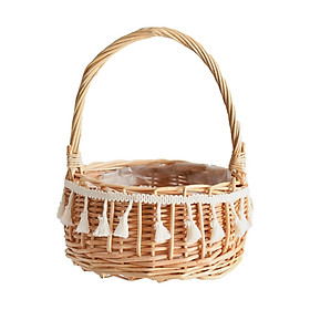 Storage Basket with Handle Picnic Basket Flower Girl Basket for Bedroom