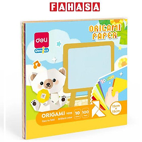 Giấy Gấp Thủ Công Origami - 15 x 15 cm - 10 Màu - Deli EY015 (100 Tờ/Xấp)