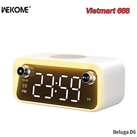 Loa Bluetooth Đa Năng WEKOME Beluga D6 - Kiêm Đèn Led và Sạc Không Dây, Decor Bàn Làm Việc, Đồng Hồ Để Bàn - Hàng Chính Hãng