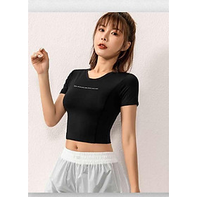 Hình ảnh ÁO THUN CROPTOP NỮ TẬP GYM,YOGA,ZUMBA,AERBIC,ĐI CHƠI VẢI CAO CẤP MỊN TAY FORM BODY