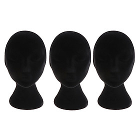 3x Female Foam Mannequin Manikin Head Model Wigs Glasses Display Stand Black