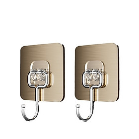 Móc Dán Tường Siêu Dính Chịu Lực Móc Inox 10KG- Móc Treo Đồ Trong Suốt / Hoạt Hình Cao Cấp Móc Inox - MÀU VÀNG SẪM - BỘ 10 MÓC