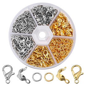 450Pcs Jump Rings Split Rings Lobster Clasps Hooks Jewelry Making Necklace