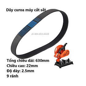 Mua Dây curoa máy cắt sắt màu đen bố loại tốt (tổng chiều dài 630mm  chiều cao 26mm  độ dày 2.5mm)