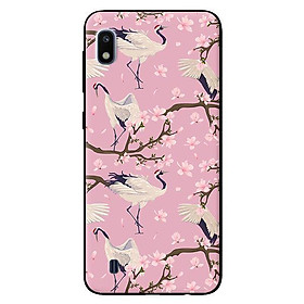 Ốp in cho Samsung Galaxy A10 mẫu Hạc Nền Hồng - Hàng chính hãng