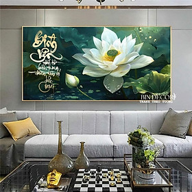 Mua (ẢNH CHỤP THẬT) Tranh treo tường tráng gương hoa sen trắng trang trí phòng khách  phòng thờ