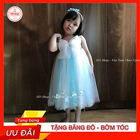 Váy công chúa cho bé ️FREESHIP️ Váy xanh thiên thanh phối trắng nơ trắng cho bé