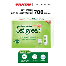 Bao Bổ Sung Khăn Giấy Vệ Sinh Đa Năng 10*21cm LET-GREEN Bao 700 Tờ (1400 Lớp) | 99.9% Bột Giấy Nguyên Thủy