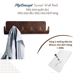 Móc treo quần áo gỗ uốn cong Sunset Wall Rack - Gỗ Walnut