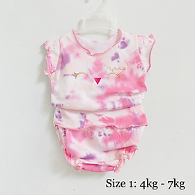Đồ bộ sơ sinh cho bé gái, đồ bé gái cộc tay chất thun cotton thoáng mát