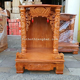 Mua Bàn thờ thần tài ông địa gỗ xoan ngang 42 cm quỳ trụ mẫu đẹp