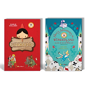 Combo 2 cuốn sách Thiếu nhi Kinh điển Song Ngữ Việt Anh ( Pinocchio - Alice ở xứ sở diệu kỳ ) Kèm file nghe + Note từ mới