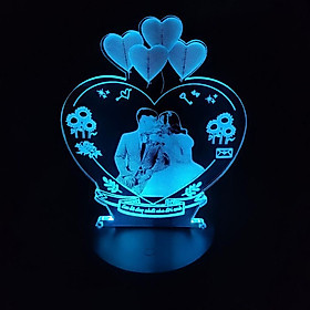 Mua Quà tặng - Đèn ngủ Led 3D khắc hình chân dung - mẫu tim 2