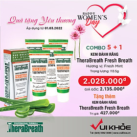 [Chính Hãng] COMBO Kem đánh răng TheraBreath Toothpaste (MUA 5 TẶNG 1) - Nhập Khẩu Mỹ