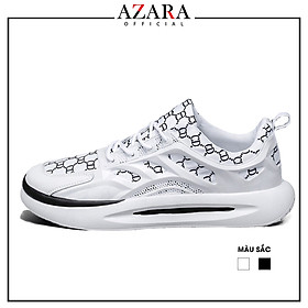 Giày Thể Thao Nam AZARA - Sneaker Màu Trắng - Màu Đen , Ôm Chân , Phong Cách Trẻ Trung - G5563