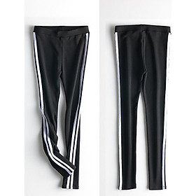 Quần legging tập Yoga kẻ sọc (Đen)
