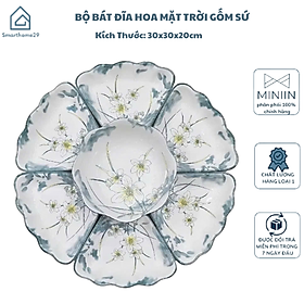 Mua Bộ Bát Đĩa Gốm Sứ Cao Cấp  Hoa Mặt Trời Thắp Hương  Cúng Gia Tiên Hoa Thủy Tiên - HÀNG CHÍNH HÃNG MINIIN