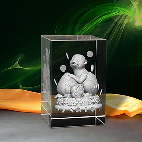 Tượng 3D Con Khỉ  - Trang Trí Xe Ô tô/ Bàn Làm Việc - Bằng Pha Lê