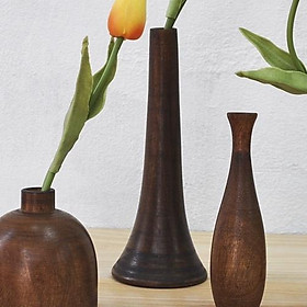 Lọ hoa gỗ đẹp, bình hoa bằng gỗ cắm hoa giả, hoa khô, hoa lụa Góc decor