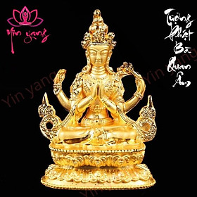 Tượng Phật Mini Mật Tông - Tượng Phật Bà Quan Âm Ngồi Tứ Thủ cao cấp, chất lượng