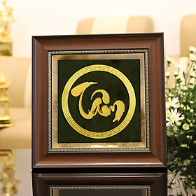 Mua Tranh chữ Tâm thư pháp mạ vàng 24K - Tranh treo tường cao cấp