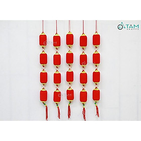 Set 5 dây 4 lồng đèn dài nhung đỏ treo cây mai đào T-PKTMD-64