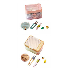 2 Sewing Kit with Box Two Layer Drawer Basic Sewing Kit
