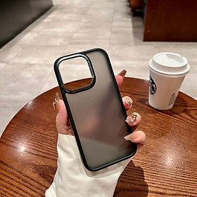 Ốp lưng cho iPhone 16 Pro hiệu Likgus lưng nhám viền màu chống sốc chống bụi bẩn chống vân tay có viền bảo vệ camera - hàng chính hãng - Mầu đen