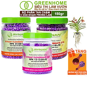 Mua Bộ 3 Phân Tan Chậm Greenhome  Rynan 200-210-220 Chuyên Phong Lan 3 Giai Đoạn Dưỡng Cây Con  Kích Hoa  Sau Ra Hoa