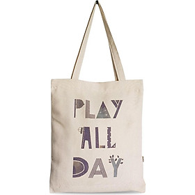 Túi tote vải canvas in chữ Play all day