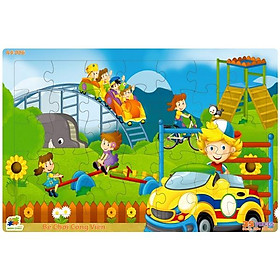 Bộ Xếp Hình Khổ A4 Puzzle Minh Châu 35-06 - Bé Chơi Công Viên 35 Mảnh Ghép