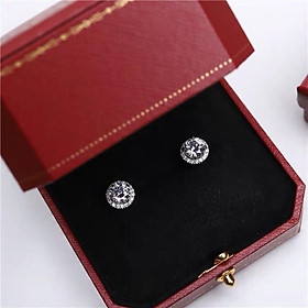 Khuyên tai bạc Ý cao cấp bông tai nạm đá cao cấp - DongBichSilver