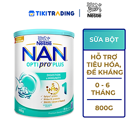 Sữa bột Nestlé NAN OPTIPRO PLUS 1 800g/lon với 5HMO Sản Xuất Tại Thụy Sĩ (0 - 6 tháng)