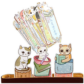 Hộp 30 Bookmark Đánh Dấu Sách Hình Mèo - 15.5x4.5cm