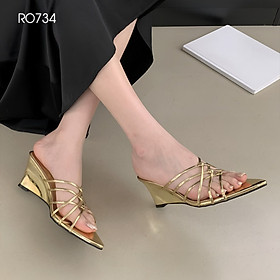 Dép nữ quai chéo, mũi nhọn, đế xuồng ROSATA RO734 - 5p - Vàng, Bạc - BKSTORE