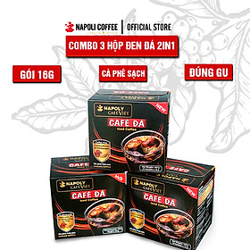 [Combo 3 Hộp] Cafe đen đá hòa tan 2in1 bổ sung Nấm linh chi và Đông trùng hạ thảo hộp 10 gói x 16gr