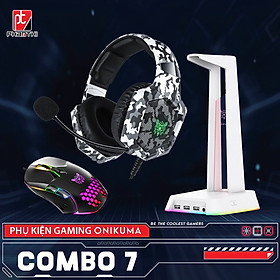 Mua Combo Onikuma Gaming 7 (Tai nghe K8 Camouflage White + Chuột Có Dây CW902 Black + Giá Đỡ ST-2 White) - Hàng Chính Hãng