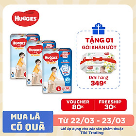Combo 3 Gói Tã Quần Huggies Dry Gói Cực Đại L68 (68 Miếng) - Bao Bì Mới