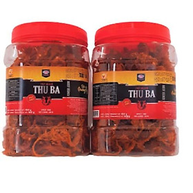 Combo 2 hũ bò khô sợi Thu Ba 500gr ăn vặt, chế biến nộm gỏi đu đủ