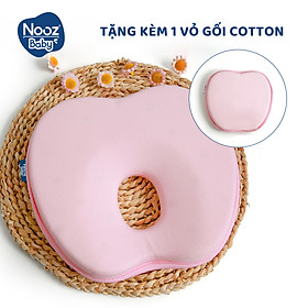 Gối Memory Foam Nooz Baby Cho Trẻ Sơ Sinh 0 -12 Tháng Tuổi - Giúp Bé Chống Gù Lưng, Bẹp, Méo Và Móp Đầu - Ruột Gối Cao Su Non Giặt Tay - Tặng Kèm 1 Vỏ Gối Cotton Rời - ( 24x22x3 cm)