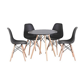 Bộ Bàn Tròn 4 Ghế Eames TH01 - Đen