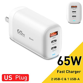 ESSAGER 65W GAN USB TYPE C Sạc cho máy tính xách tay PPS 45W 25W Sạc nhanh cho Samsung QC3.0 PD3.0 cho iPhone14 13 Pro Phone Chagers Plug: US White A 2C