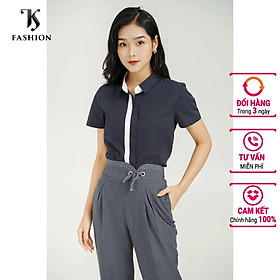 Áo sơ mi họa tiết chấm bi thiết kế , vạt trắng hàng cúc . Áo sơ mi chấm bi cổ đứng TK FASHION - SM779
