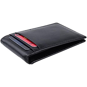 Men Minimalist Front Pocket Wallet, Leather Card Holder RFID Blocking Money Clip