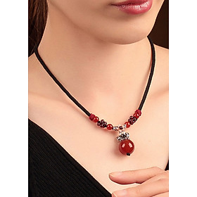 Vòng đeo cổ dây chuyền mã não đỏ tự nhiên VN28