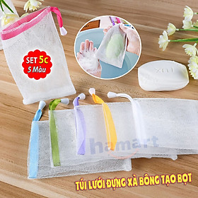 Mua Túi Lưới Đựng Xà Phòng Tạo Bọt Xà Bông Tắm 2 Lớp Có Dây Rút Treo Tường Tiện Lợi Nhiều Màu