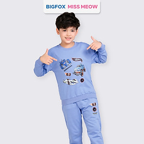 Bộ dài tay bé trai Bigfox Miss Meow mùa thu đông chất nỉ dày dặn phom Hàn Quốc, size đại trẻ em 3,5,9,11 tuổi 39kg